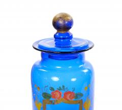 Mid 20th Century Italian Gilt and Hand Painted Cobalt Blue Glass Apothecary Jars - 4793722