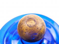 Mid 20th Century Italian Gilt and Hand Painted Cobalt Blue Glass Apothecary Jars - 4793727