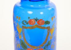 Mid 20th Century Italian Gilt and Hand Painted Cobalt Blue Glass Apothecary Jars - 4793729