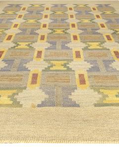 Mid 20th Century Judith Johansson Soldis Swedish Beige Blue Yellow Wool Rug - 2439946