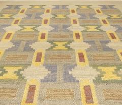 Mid 20th Century Judith Johansson Soldis Swedish Beige Blue Yellow Wool Rug - 2439948