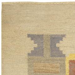 Mid 20th Century Judith Johansson Soldis Swedish Beige Blue Yellow Wool Rug - 2439949