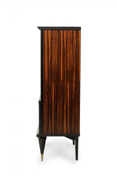 Mid 20th Century Macassar Ebony Wood Art Deco Style Vitrine Cabinet - 3546371