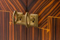Mid 20th Century Macassar Ebony Wood Art Deco Style Vitrine Cabinet - 3546378