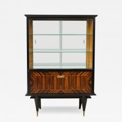 Mid 20th Century Macassar Ebony Wood Art Deco Style Vitrine Cabinet - 3547067