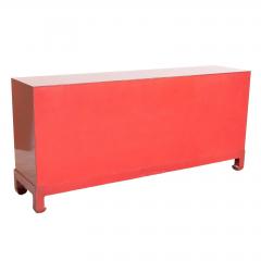 Mid 20th Century Modern Chinoiserie Red Lacquered Four Door Buffet Server - 4462334