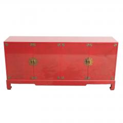 Mid 20th Century Modern Chinoiserie Red Lacquered Four Door Buffet Server - 4462336