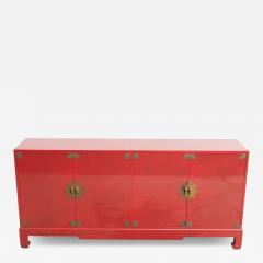 Mid 20th Century Modern Chinoiserie Red Lacquered Four Door Buffet Server - 4464298