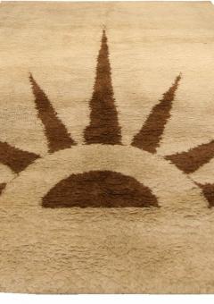 Mid 20th Century Moroccan Art Deco Design Natural Undyed Wool Rug - 2457046