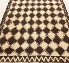 Mid 20th Century Moroccan Diamond Design Brown Beige Handmade Wool Rug - 2453228