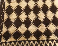 Mid 20th Century Moroccan Diamond Design Brown Beige Handmade Wool Rug - 2453229