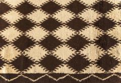 Mid 20th Century Moroccan Diamond Design Brown Beige Handmade Wool Rug - 2453230