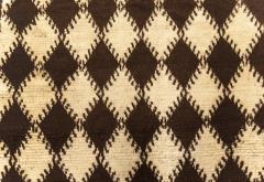 Mid 20th Century Moroccan Diamond Design Brown Beige Handmade Wool Rug - 2453231