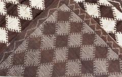 Mid 20th Century Moroccan Diamond Design Brown Beige Handmade Wool Rug - 4122516
