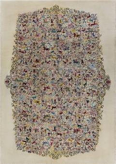 Mid 20th Century Olga Fisch Caceria The Hunt Colorful Handmade Wool Carpet - 2442078