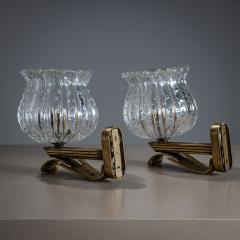Mid 20th Century Pair of Wall Sconces attributed to Barovier Toso Italy - 4417965