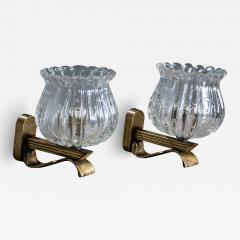 Mid 20th Century Pair of Wall Sconces attributed to Barovier Toso Italy - 4419403