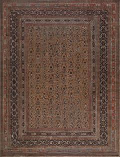 Mid 20th Century Persian Meshad Orange Burgundy Handmade Wool Rug - 2454705