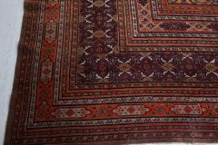 Mid 20th Century Persian Meshad Orange Burgundy Handmade Wool Rug - 2454706