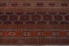 Mid 20th Century Persian Meshad Orange Burgundy Handmade Wool Rug - 2454708