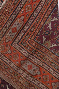 Mid 20th Century Persian Meshad Orange Burgundy Handmade Wool Rug - 2454710
