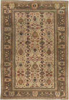 Mid 20th Century Persian Sultanabad Chestnut Beige Burgundy Handmade Wool Rug - 2454788
