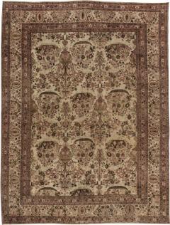 Mid 20th Century Persian Tabriz Beige Purple Handwoven Wool Rug - 2454783