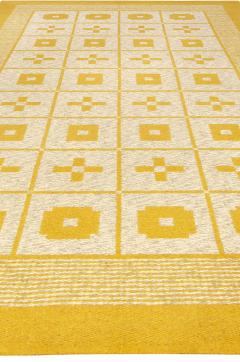 Mid 20th Century Reversible Geometric Mustard Yellow Gray Ivory Swedish Rug - 2441727