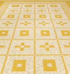 Mid 20th Century Reversible Geometric Mustard Yellow Gray Ivory Swedish Rug - 2441728