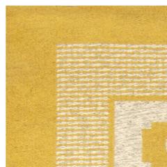 Mid 20th Century Reversible Geometric Mustard Yellow Gray Ivory Swedish Rug - 2441729