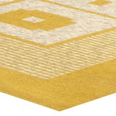 Mid 20th Century Reversible Geometric Mustard Yellow Gray Ivory Swedish Rug - 2441730