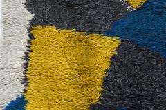 Mid 20th Century Scandinavian Yellow Blue Red Black Handwoven Wool Rug - 2439721