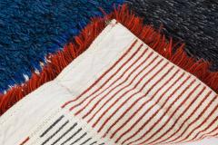 Mid 20th Century Scandinavian Yellow Blue Red Black Handwoven Wool Rug - 2439724