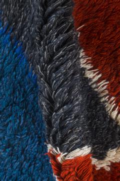 Mid 20th Century Scandinavian Yellow Blue Red Black Handwoven Wool Rug - 2439726