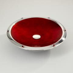 Mid 20th Century Silver Red Enamel Bowl Spain Circa 1960 - 3224826