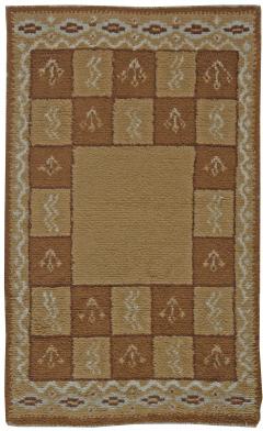 Mid 20th Century Swedish Beige and Brown Handmade Wool Rug - 2441815
