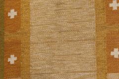 Mid 20th Century Swedish Brown Yellow Flat Weave Rug Signed by Ingegerd Silow - 2441750