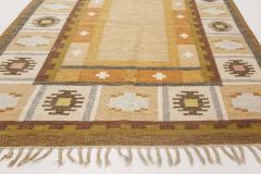 Mid 20th Century Swedish Brown Yellow Flat Weave Rug Signed by Ingegerd Silow - 2441752