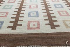Mid 20th Century Swedish Geometric Wool Rug Woven Initials and Date Go 1952  - 2442138