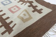 Mid 20th Century Swedish Geometric Wool Rug Woven Initials and Date Go 1952  - 2442140