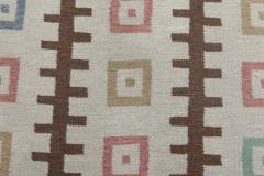 Mid 20th Century Swedish Geometric Wool Rug Woven Initials and Date Go 1952  - 2442142