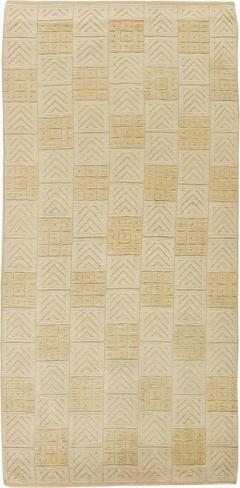 Mid 20th Century Swedish High Low Geometric Design Ivory Pale Yellow Rug - 2441761