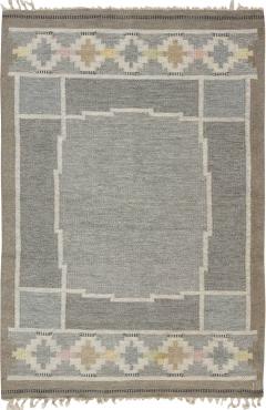 Mid 20th Century Swedish Neutral Colors Wool Rug by Ingegerd Silow Woven IS  - 2441737