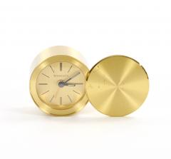 Mid 20th Century Tiffany Co Gilt Bronze Round Shape Desk Clock - 4822480