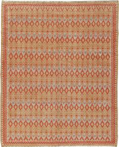 Mid 20th Century Tribal Moroccan Orange Red Beige Blue Handmade Wool Rug - 2453266