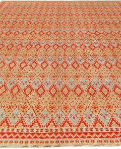 Mid 20th Century Tribal Moroccan Orange Red Beige Blue Handmade Wool Rug - 2453267