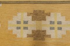 Mid 20th Century Yellow Swedish Flat Weave Wool Rug Signed by Ingegerd Silow - 2442386