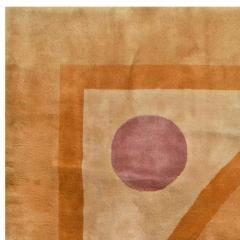 Mid 20th Century with Oval Medallion Chinese Yellow Purple Green Handmade Rug - 2452587