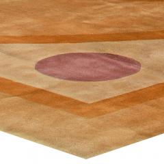 Mid 20th Century with Oval Medallion Chinese Yellow Purple Green Handmade Rug - 2452588