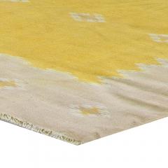 Mid 20th Yellow Century Indian Dhurrie Flat Woven Cotton Rug - 2441430